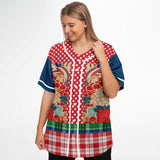 Busan Fleur Plaid Patchwork Button Front Jersey Baseball Jersey - Thathoodyshop