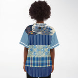 Andromeda Blue Hobo Patchwork Button Front Jersey Button Front Shirt - Thathoodyshop