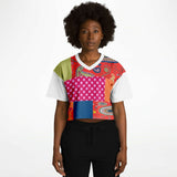 Chili Pepper Patchwork Crop Jersey Cropped Football Jersey - Thathoodyshop