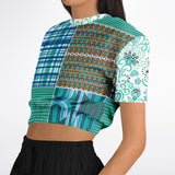 Turquoise Tonight Cropped Sweater Athletic Cropped Short Sleeve Sweatshirt - AOP - Thathoodyshop
