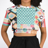 Old Miami Geometric Trefoil Cropped Sweater Cropped Short Sleeve Sweater - Thathoodyshop