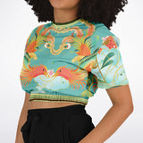 The Koi Dragon Cropped Sweater Cropped Short Sleeve Sweater - Thathoodyshop