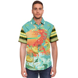 The Koi Dragon Striped Button Down Shirt Short Sleeve Button Down Shirt - Thathoodyshop