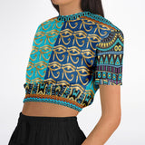 Many Blessings Horus Eye Cropped Sweater Cropped Short Sleeve Sweater - Thathoodyshop