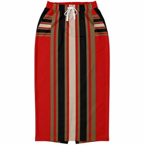 Gold Line Red Pocket Maxi Skirt Maxi Skirt - Thathoodyshop