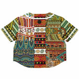 Mother Lode African Print Cropped Button Front Jersey Cropped Baseball Jersey - AOP - Thathoodyshop
