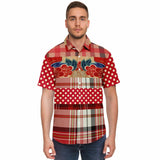 Jersey Salsa Plaid Patchwork Button Down Shirt Short Sleeve Button Down Shirt - Thathoodyshop