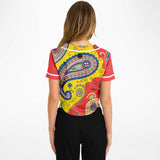 Chili Pepper Camo Paisley Cropped Button Front Jersey Cropped Baseball Jersey - AOP - Thathoodyshop