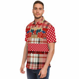 Jersey Salsa Plaid Patchwork Button Down Shirt Short Sleeve Button Down Shirt - Thathoodyshop