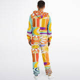 Happy Valley Retro Floral Polka Dot Patchwork Unisex Fleece Romper Fleece Romper - Thathoodyshop