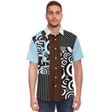 Pacific Palisades Patchwork Button Down Shirt Short Sleeve Button Down Shirt - Thathoodyshop