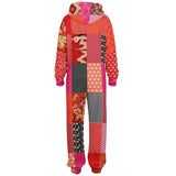 Tokyo Nights Asian Floral Patchwork Unisex Romper Jumpsuit - Thathoodyshop