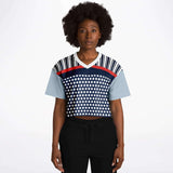 Sail Away Blue Polka Dot Crop Jersey Cropped Football Jersey - Thathoodyshop
