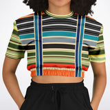 Tequila Sunrise Striped Cropped Sweater Cropped Short Sleeve Sweater - Thathoodyshop