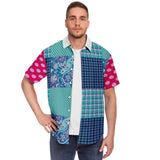 Cerulean Plaid Button Down Shirt Short Sleeve Button Down Shirt - Thathoodyshop