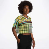 Green Caravan Plaid Crop Jersey Cropped Football Jersey - Thathoodyshop
