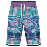 Cerulean Plaid Paisley Basketball Shorts Basketball Shorts - Thathoodyshop