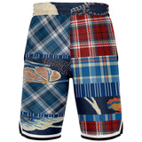 Andromeda Blue Patchwork Basketball Shorts Basketball Shorts - Thathoodyshop