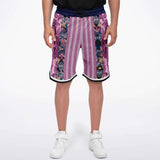 Purple Jamboree Striped Basketball Shorts Basketball Shorts - Thathoodyshop