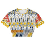 Tallulah Bankhead Elevate Patchwork Short Sleeve Cropped Eco-Poly Sweater Cropped Short Sleeve Sweater - Thathoodyshop