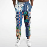 Blue Andalusian Patchwork Unisex Eco-Poly Cargo Sweats Cargo Sweatpants - Thathoodyshop