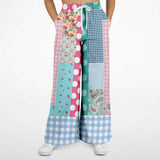 Pink Sherbert Patchwork SW Floral Plaid Stretchy Phat Bellbottoms Flare Leg Pants - Thathoodyshop
