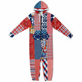 Liberty Bell Floral Stripe Patchwork Unisex Fleece Romper Fleece Romper - Thathoodyshop