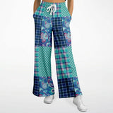 Cerulean Patchwork Plaid SW Stretchy Phat Bellbottoms Flare Leg Pants - Thathoodyshop