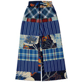 Andromeda Blue Plaid SW Patchwork Bellbottoms Flare Leg Pants - Thathoodyshop