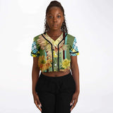 Green Caravan Floral Cropped Baseball Jersey Cropped Baseball Jersey - Thathoodyshop