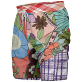 Serendipity Peach Floral Compression Activity Shorts Athletic Shorts - Thathoodyshop