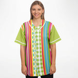 Green Anjou Pear Striped Patchwork Button Front Jersey Short Sleeve Button Down Shirt - Thathoodyshop