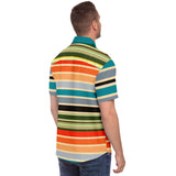 Dance Steps Striped Short Sleeve Button Down Shirt Short Sleeve Button Down Shirt - Thathoodyshop