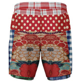 Busan Fleur Floral Plaid Patchwork Compression Activity Shorts Running Shorts - Thathoodyshop