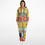 Tallulah Bankhead Floral Patchwork Unisex Fleece Romper Jumpsuit - Thathoodyshop