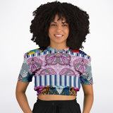 Juxtapose Patchwork Quilt Cropped Sweater Cropped Short Sleeve Sweater - Thathoodyshop