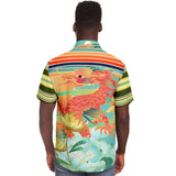 The Koi Dragon Striped Button Down Shirt Short Sleeve Button Down Shirt - Thathoodyshop