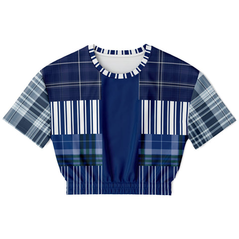 Fair Isle Blue Cropped Sweater Cropped Short Sleeve Sweater - Thathoodyshop