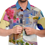 Santorini S/S Button Down Shirt Short Sleeve Button Down Shirt - AOP - Thathoodyshop