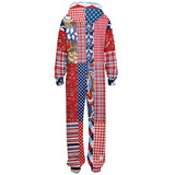 Liberty Bell Floral Stripe Patchwork Unisex Fleece Romper Fleece Romper - Thathoodyshop