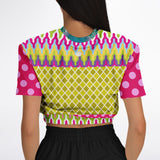 Hello Janis! Pink Geo Giraffe Print Short Sleeve Cropped Sweater Cropped Short Sleeve Sweatshirt - Thathoodyshop