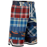 Andromeda Blue Patchwork Basketball Shorts Basketball Shorts - Thathoodyshop