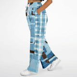 Blue Geo Plaid SW Bellbottoms Flare Leg Joggers - Thathoodyshop
