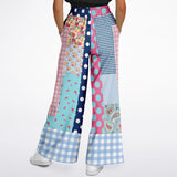 Pink Sherbert Patchwork SW Floral Plaid Stretchy Phat Bellbottoms Flare Leg Pants - Thathoodyshop
