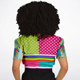 OG San Diego Polka Dot Patchwork Cropped Sweater Cropped Short Sleeve Sweatshirt - Thathoodyshop