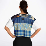 Andromeda Blue Patchwork Crop Jersey Cropped Football Jersey - Thathoodyshop