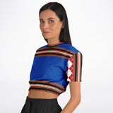 Gold Line Blue Cropped Sweater Cropped Sweater - Thathoodyshop