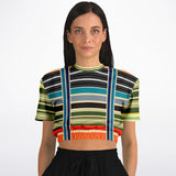 Tequila Sunrise Striped Cropped Sweater Cropped Short Sleeve Sweater - Thathoodyshop