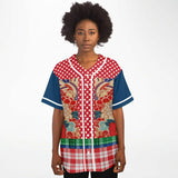 Busan Fleur Plaid Patchwork Button Front Jersey Baseball Jersey - Thathoodyshop