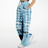 Blue Geo Plaid SW Bellbottoms Flare Leg Joggers - Thathoodyshop